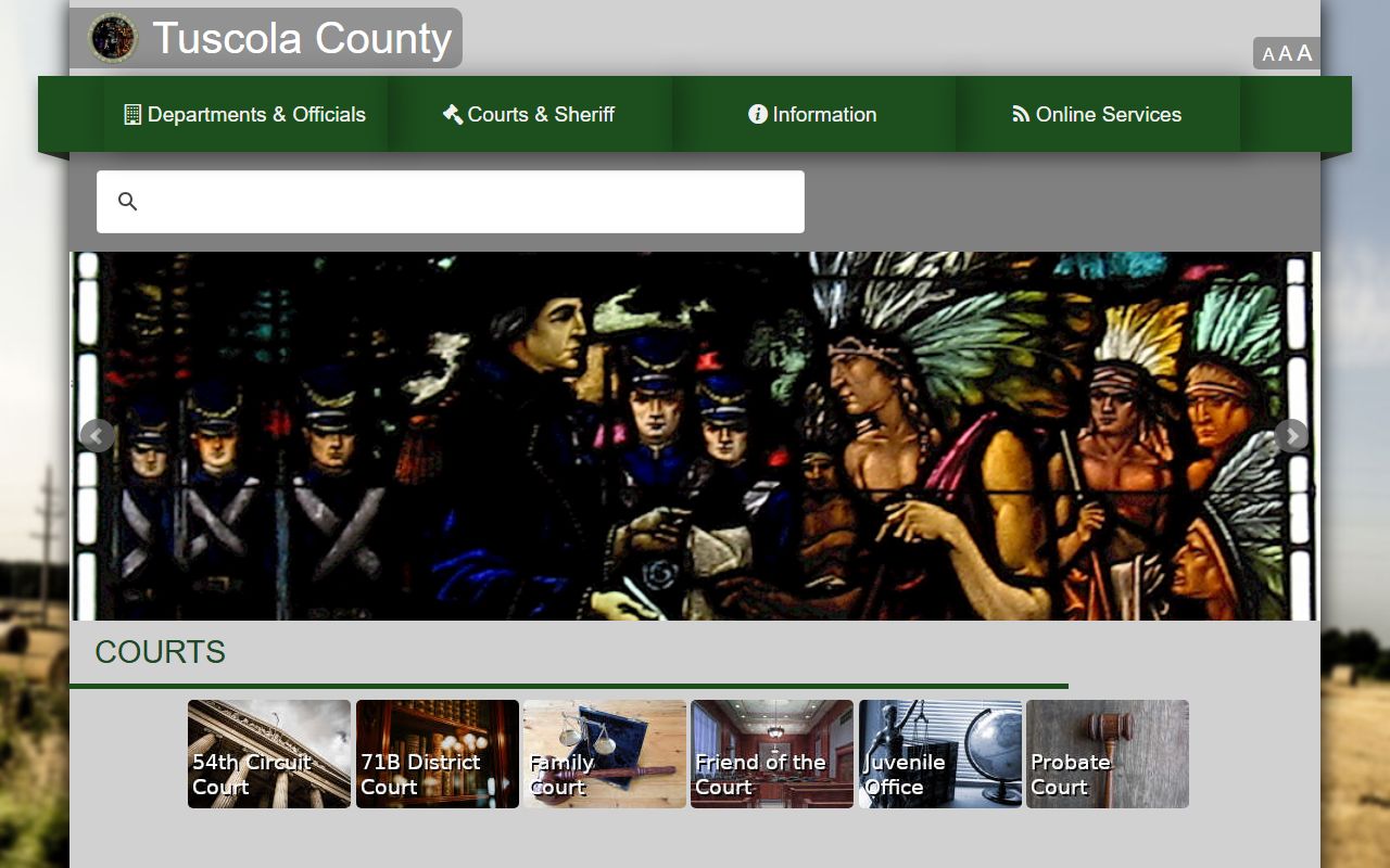 Tuscola County court records offices on the courts landing page