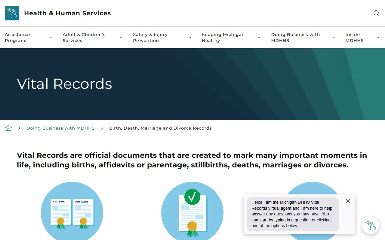 Tuscola County marriage and vital records at the state level