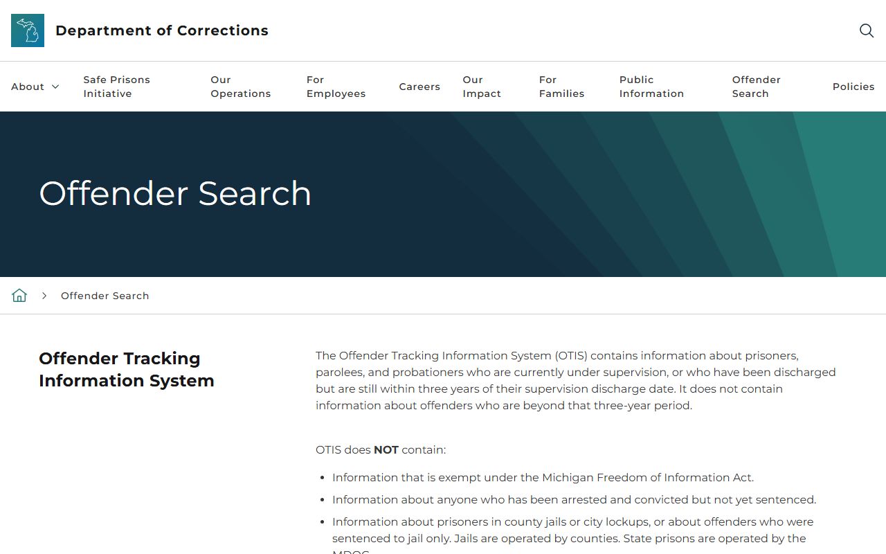 Tuscola County state prisoner and parolee search through MDOC OTIS