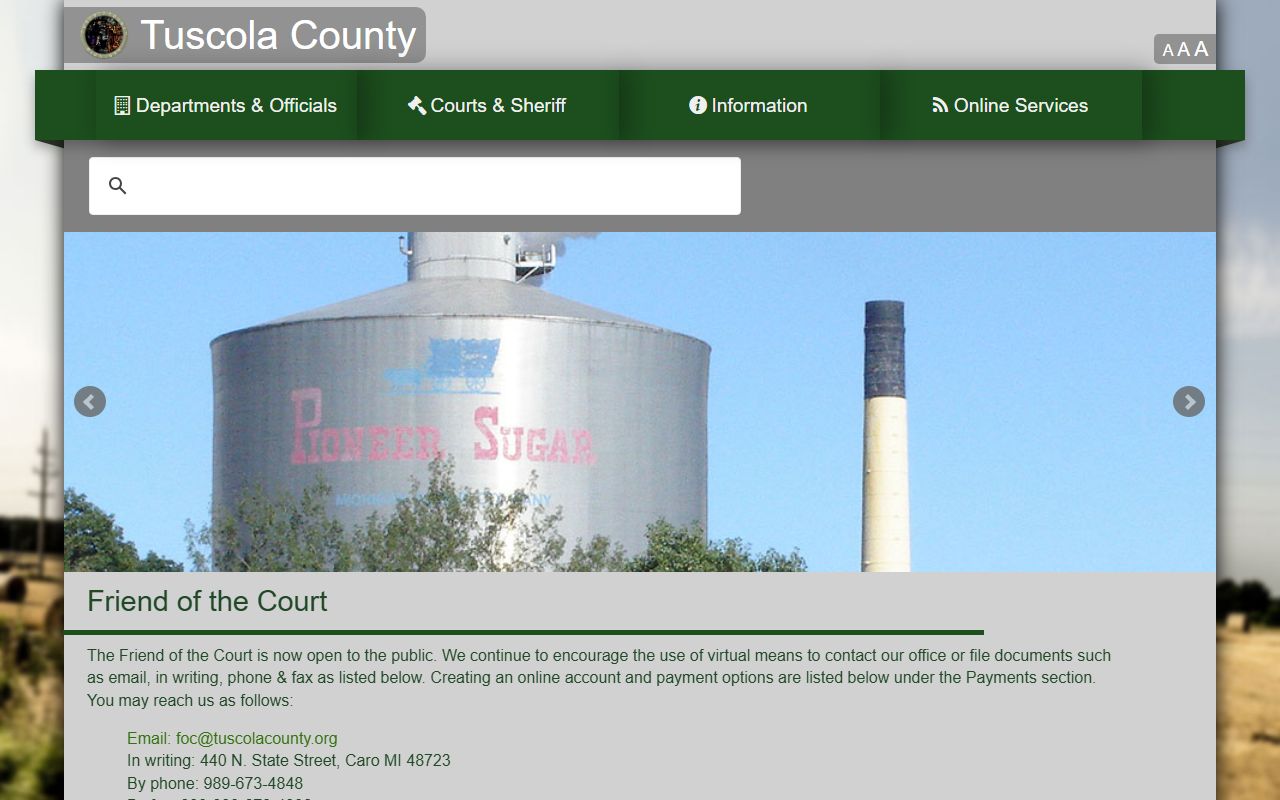 Tuscola County Circuit Court family division and Friend of the Court contacts