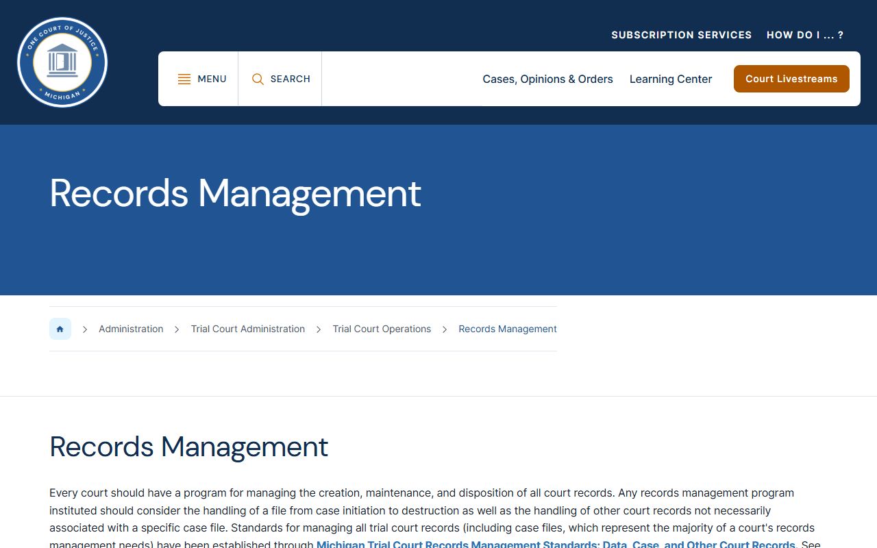 Tuscola County court records request and Michigan trial-court records management overview